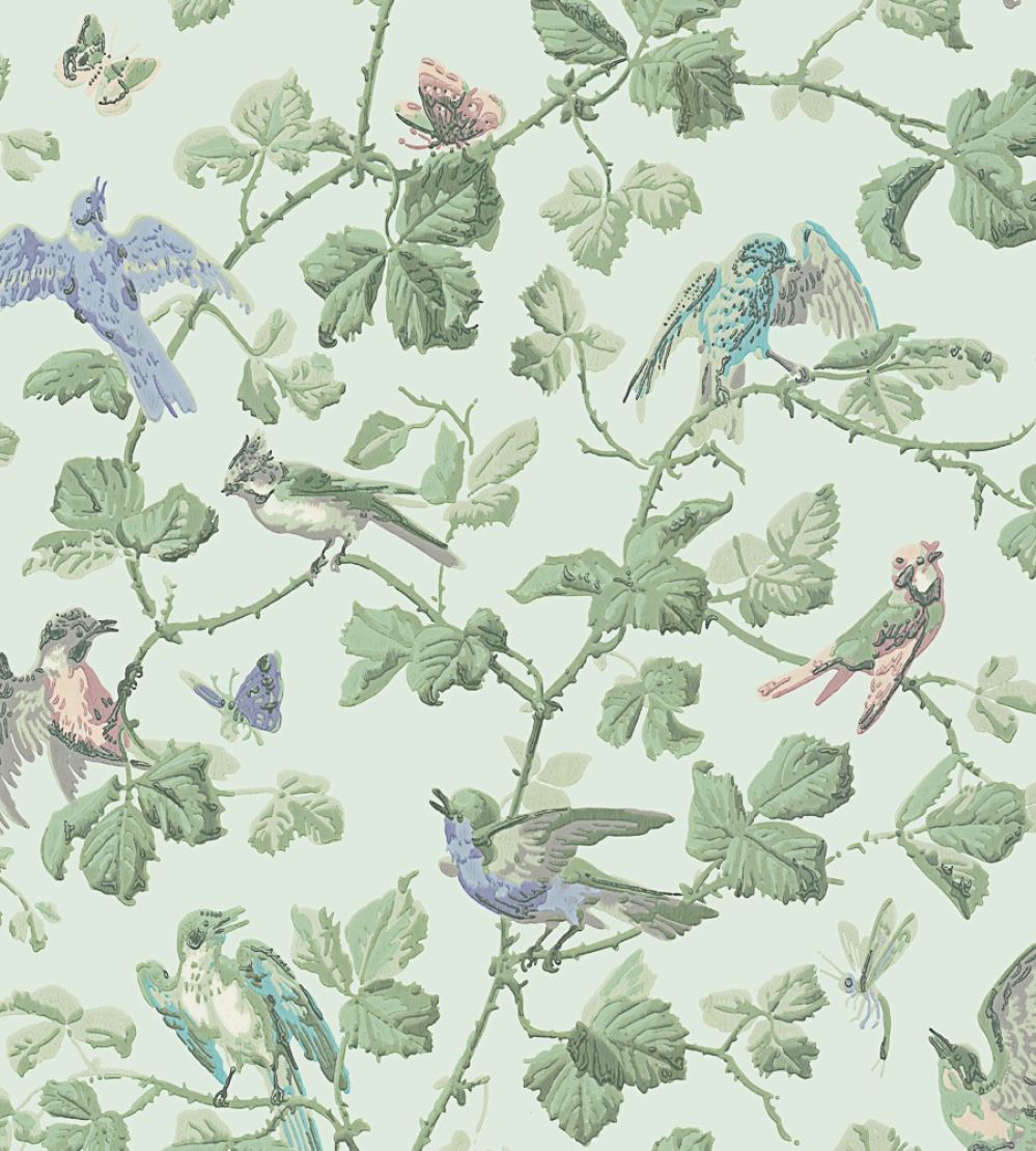 Winter Birds Wallpaper by Cole & Son Lilac & Teal