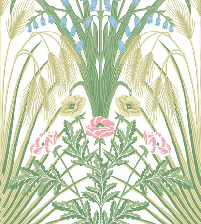 Bluebell Wallpaper by Cole & Son Spring Greens & Cerulean Sky on Cream