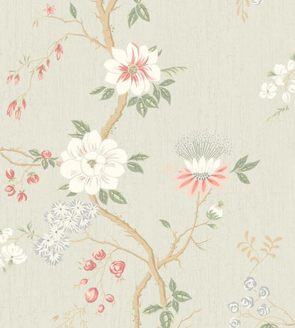 Camellia Wallpaper by Cole & Son Coral & Duck Egg on Eau du Nil
