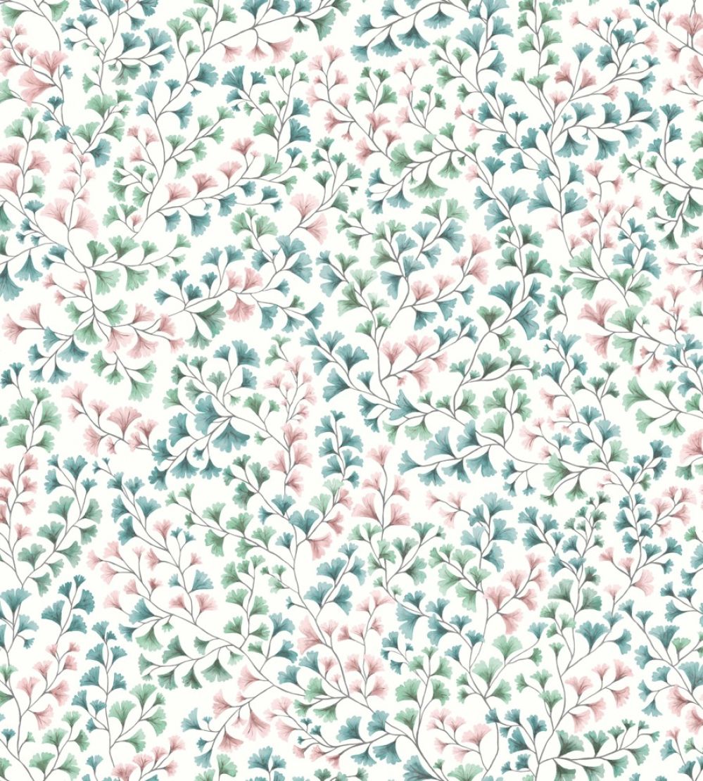 Maidenhair Wallpaper by Cole & Son Petrol, Blush & Mint