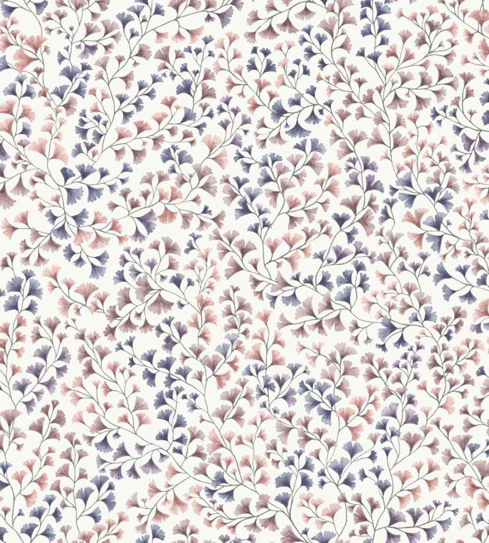 Maidenhair Wallpaper by Cole & Son Mulberry, Ink & Alabaster Pink