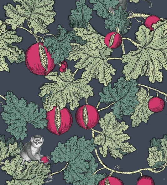 Frutto Proibito Wallpaper by Cole & Son Sage and Magenta on Ink