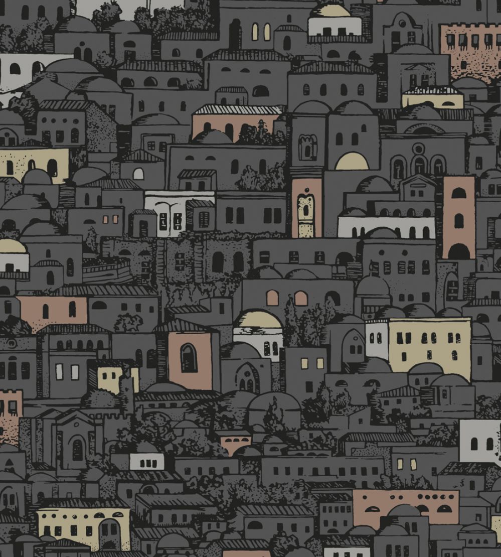 Mediterranea Wallpaper by Cole & Son Charcoal & Metallic