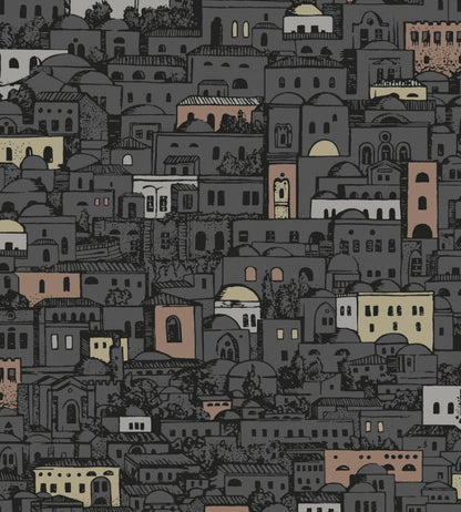 Mediterranea Wallpaper by Cole & Son Charcoal & Metallic