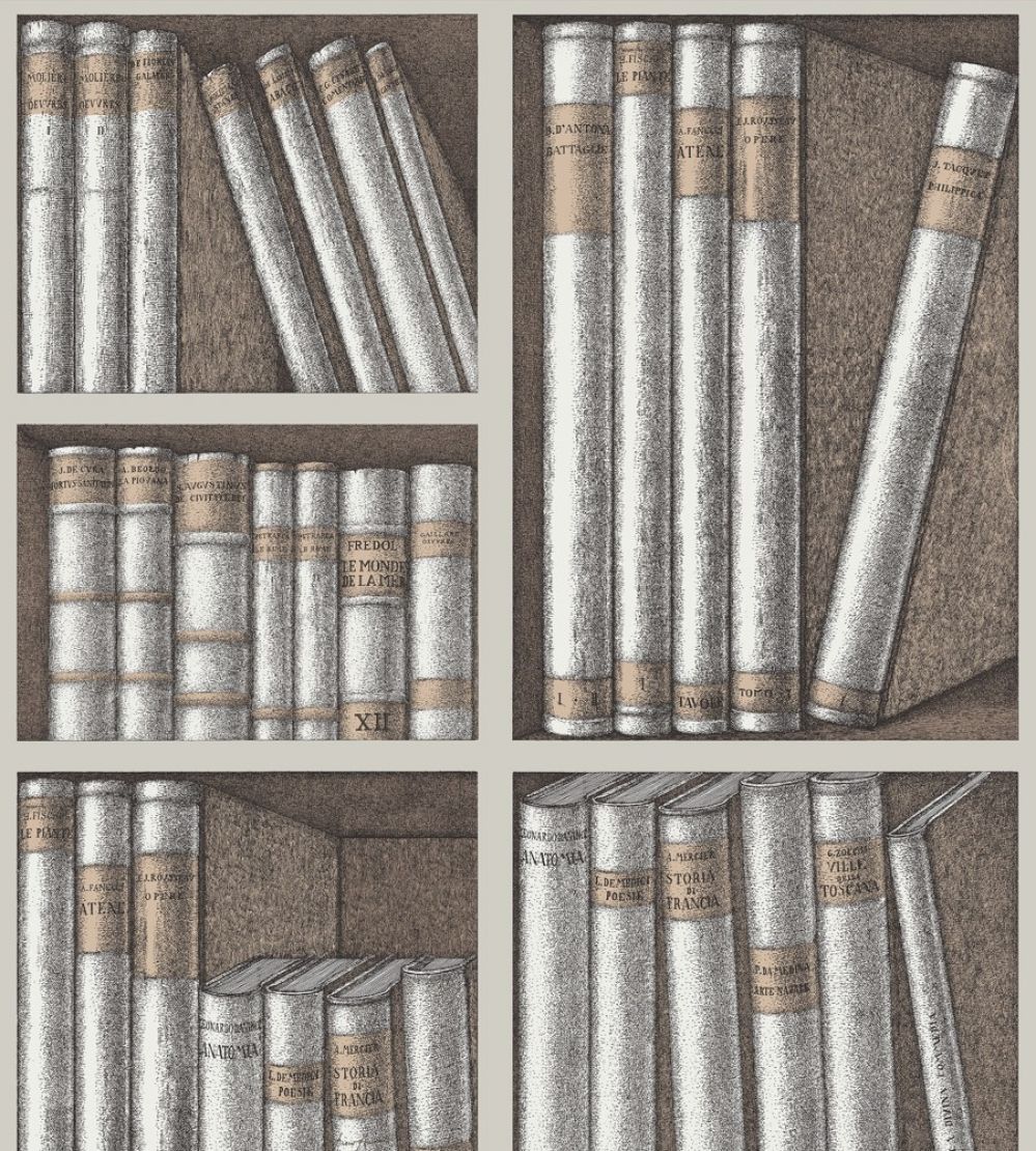 Ex Libris Wallpaper by Cole & Son Stone and Linen