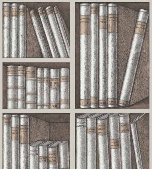 Ex Libris Wallpaper by Cole & Son Stone and Linen