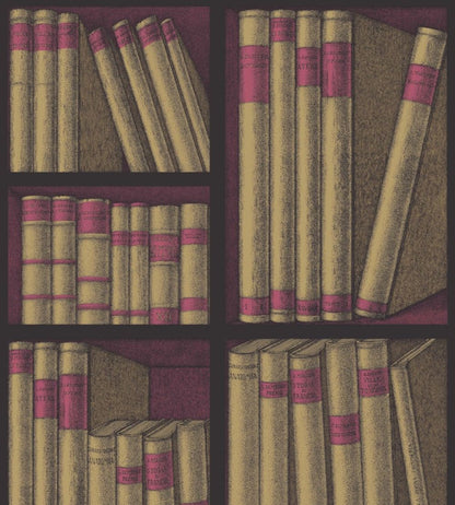 Ex Libris Wallpaper by Cole & Son Gold and Megenta
