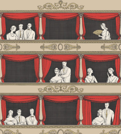 Teatro Wallpaper by Cole & Son Linen and Rouge