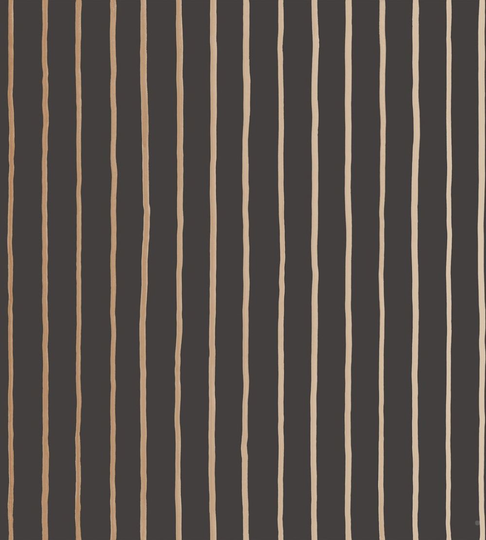 College Stripe Wallpaper by Cole & Son Charcoal/Gold