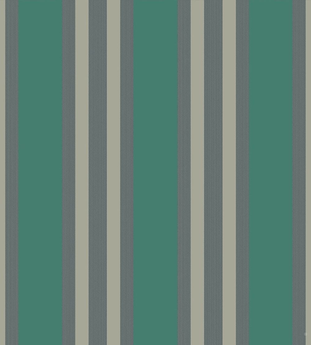 Polo Stripe Wallpaper by Cole & Son Teal/Gilver