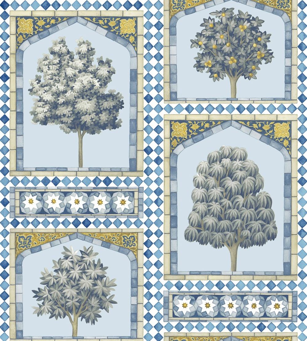 Sultans Palace Wallpaper by Cole & Son China Blue/Ochre