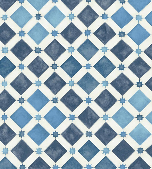 Zellige Wallpaper by Cole & Son China Blue/White
