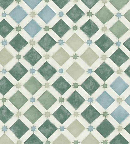 Zellige Wallpaper by Cole & Son Olive/Blue