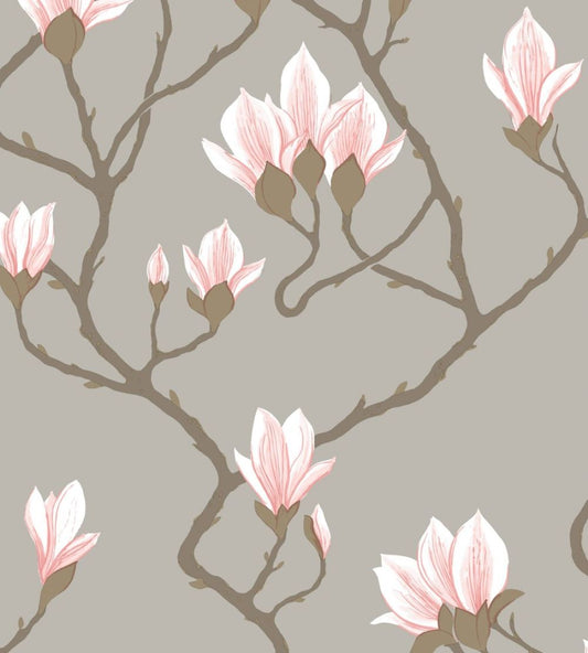 Magnolia Wallpaper by Cole & Son Alabaster Pink on Silver