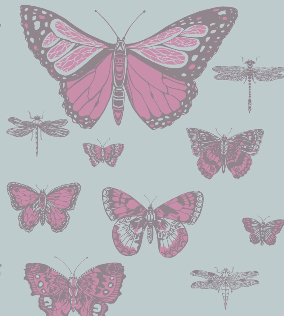 Butterflies & Dragonflies Wallpaper by Cole & Son Pink & Blue
