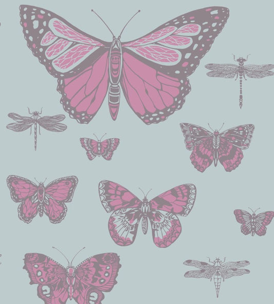 Butterflies & Dragonflies Wallpaper by Cole & Son Pink & Blue