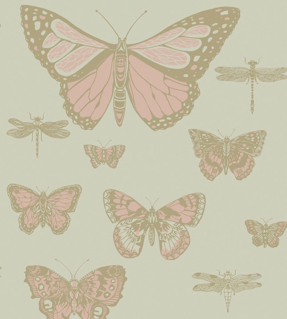 Butterflies & Dragonflies Wallpaper by Cole & Son Pink & Olive