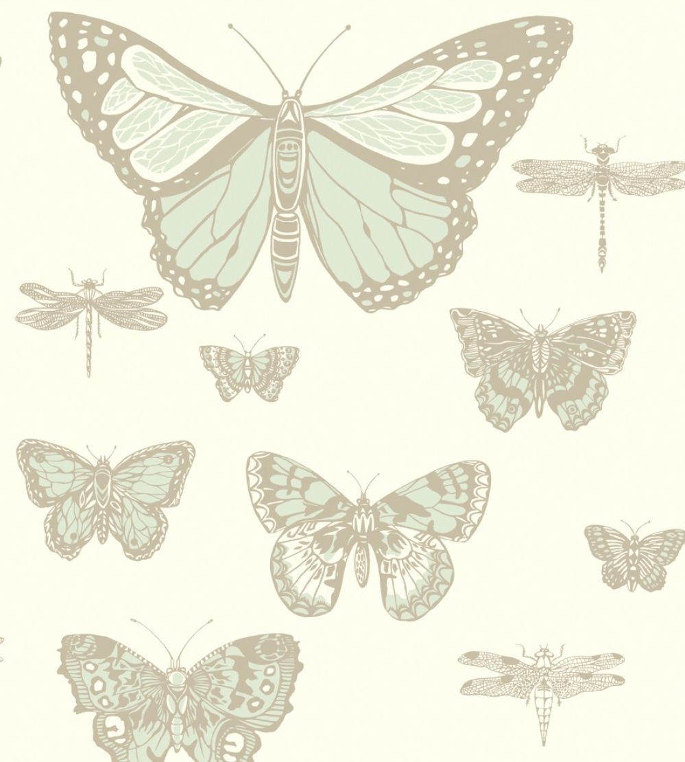 Butterflies & Dragonflies Wallpaper by Cole & Son Duck Egg & Ivory