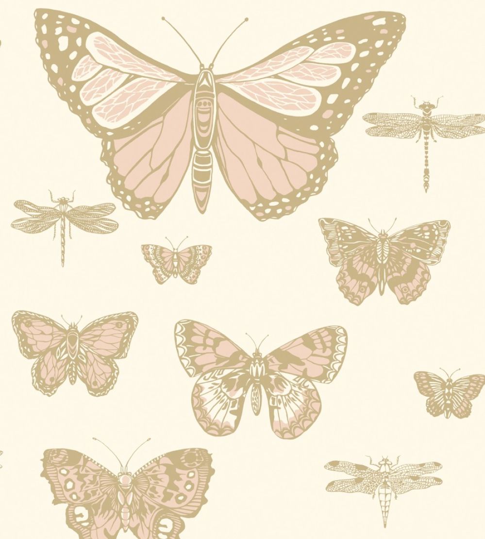 Butterflies & Dragonflies Wallpaper by Cole & Son Pink & Ivory