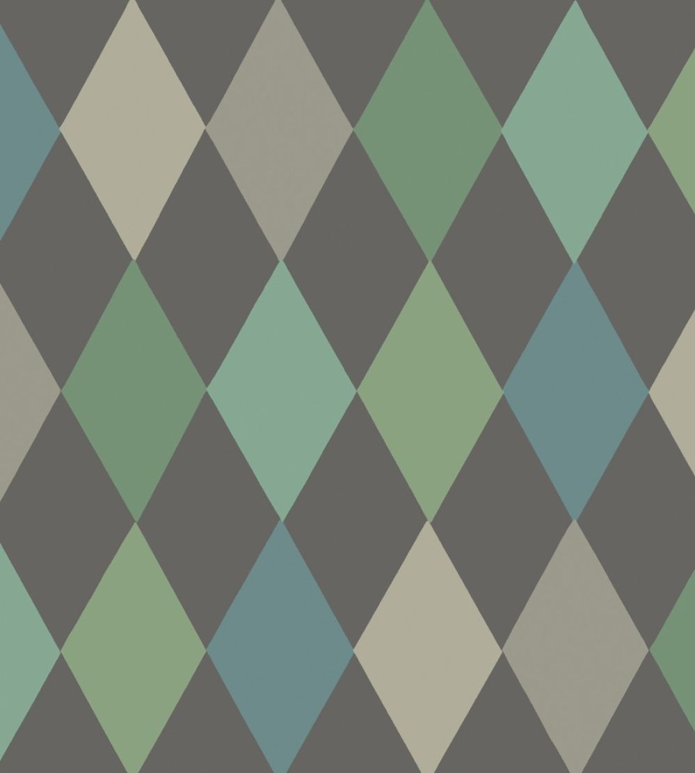 Punchinello Wallpaper by Cole & Son Teal on Charcoal