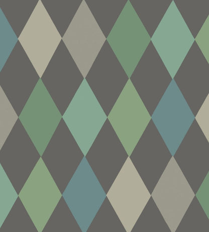 Punchinello Wallpaper by Cole & Son Teal on Charcoal