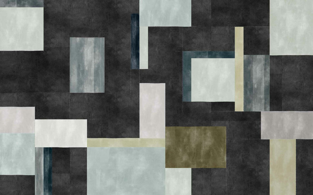 Color Study mural by Coordonné in Black, flat pattern view