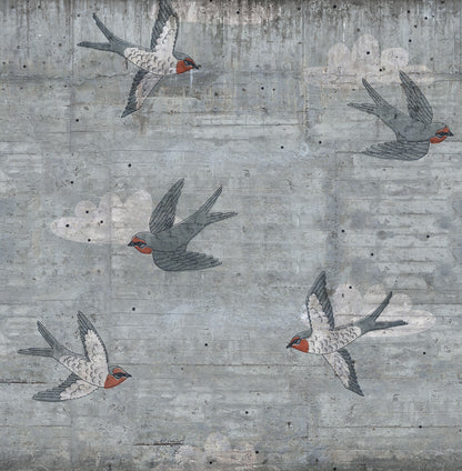 Concrete Art Swallow mural by Rebel Walls