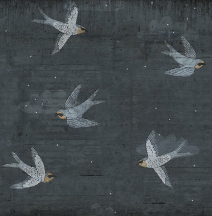 Concrete Art Night Swallow mural by Rebel Walls