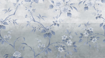 Concrete Flowers Blue mural by Rebel Walls