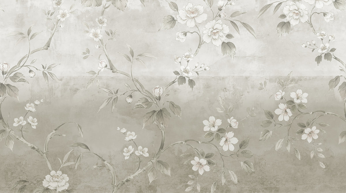 Concrete Flowers Beige mural by Rebel Walls