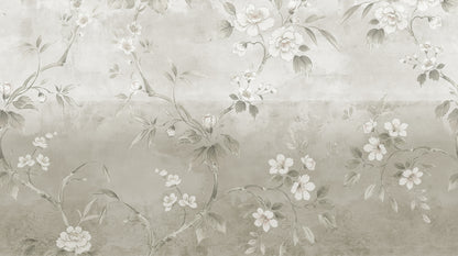 Concrete Flowers Beige mural by Rebel Walls