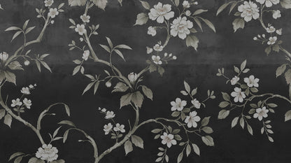 Concrete Flowers Black mural by Rebel Walls