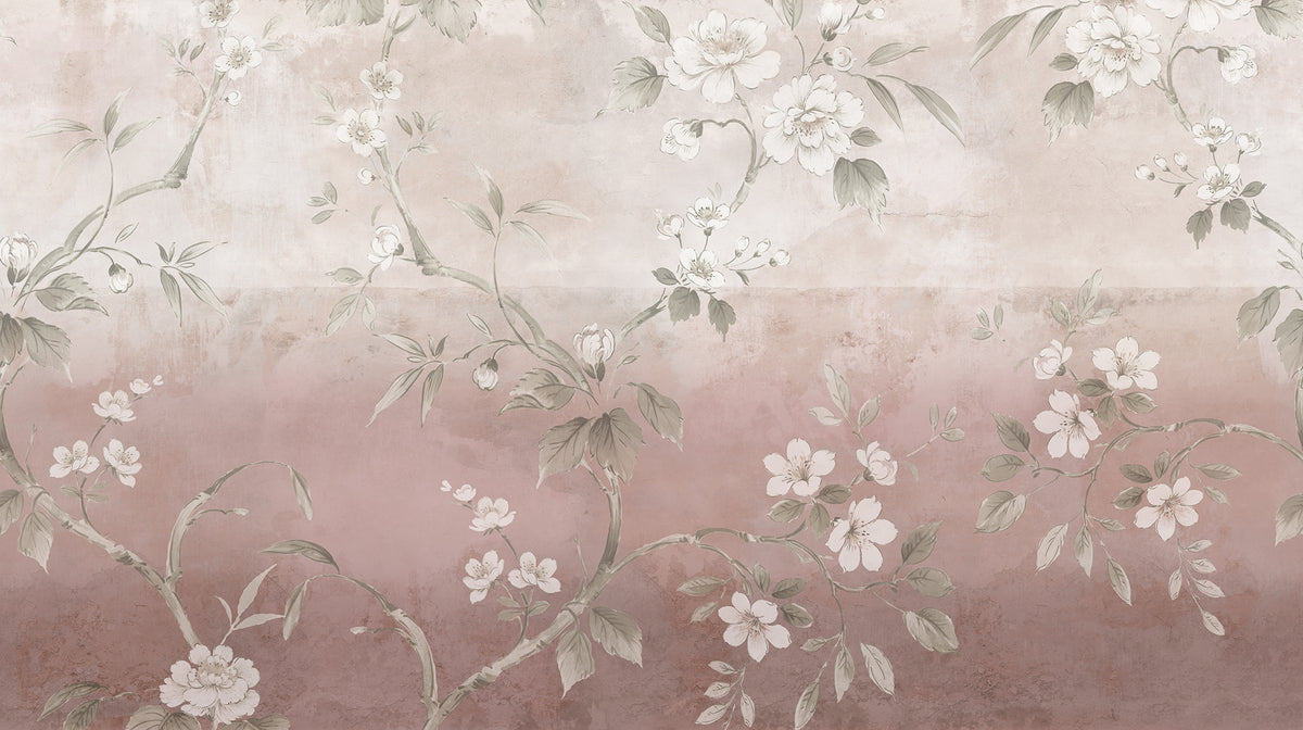 Concrete Flowers Pink mural by Rebel Walls