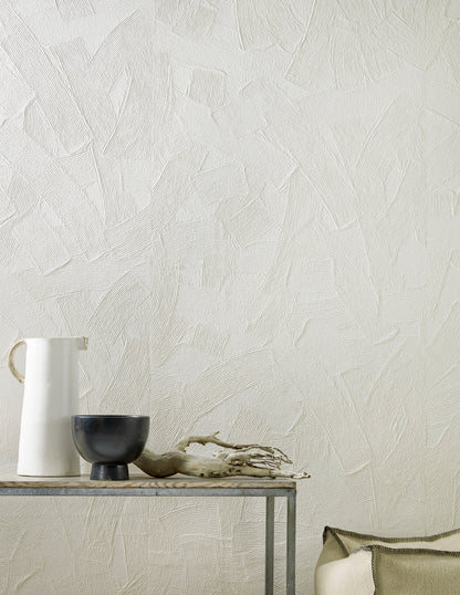 Concrete Washi Wallpaper by Phillip Jeffries in Brushing Up, shown installed in a room setting