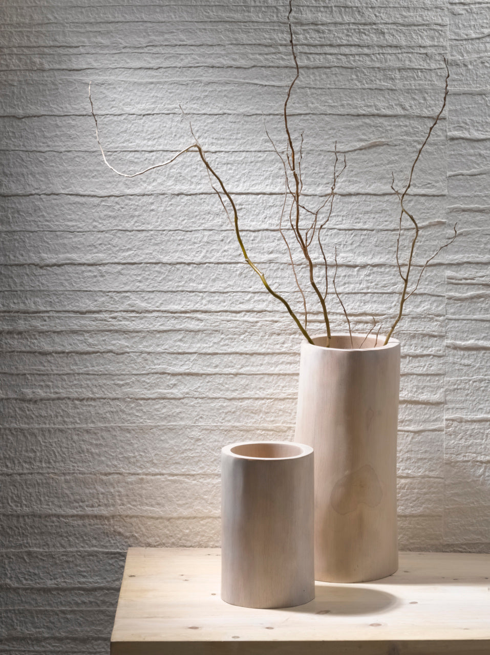 Concrete Washi Wallpaper by Phillip Jeffries in Hit The Road, shown installed in a room setting