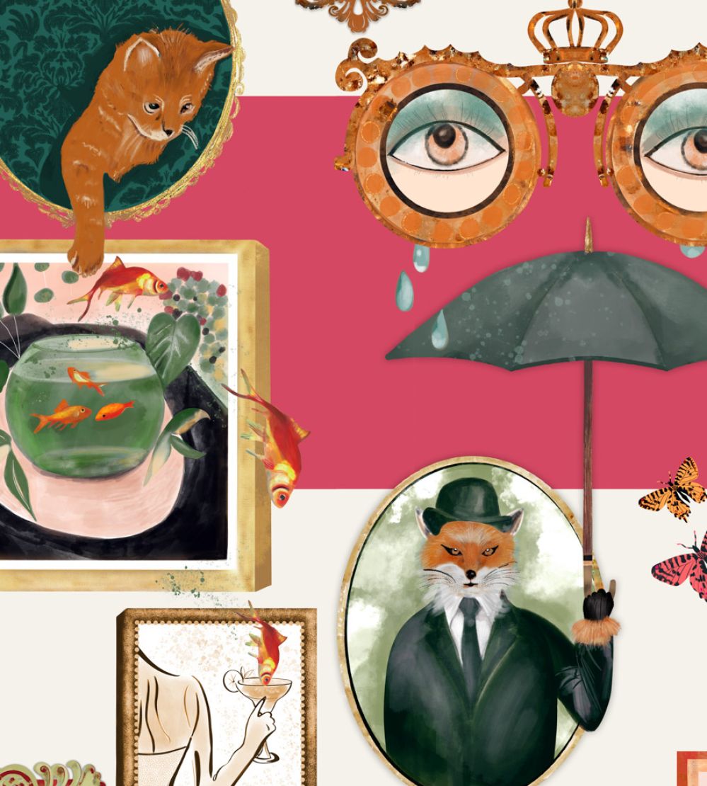 Connecting Frames Wallpaper by Brand McKenzie Cerise