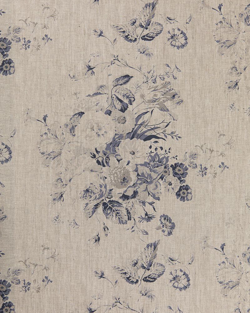 Constance Navy on Natural fabric by Cabbages & Roses