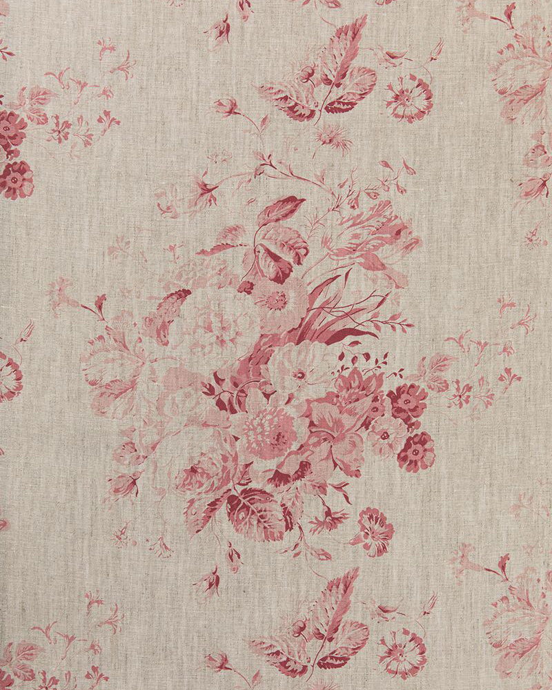 Constance Raspberry on Natural fabric by Cabbages & Roses