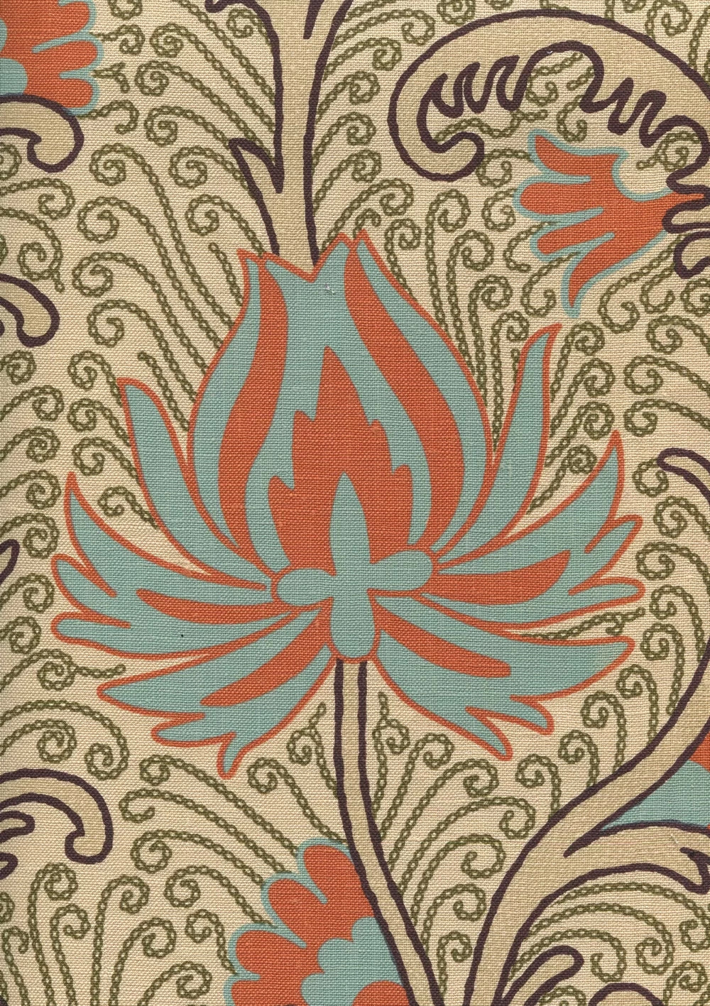 Contessa Multi Turquoise Orange Olive fabric by Home Couture