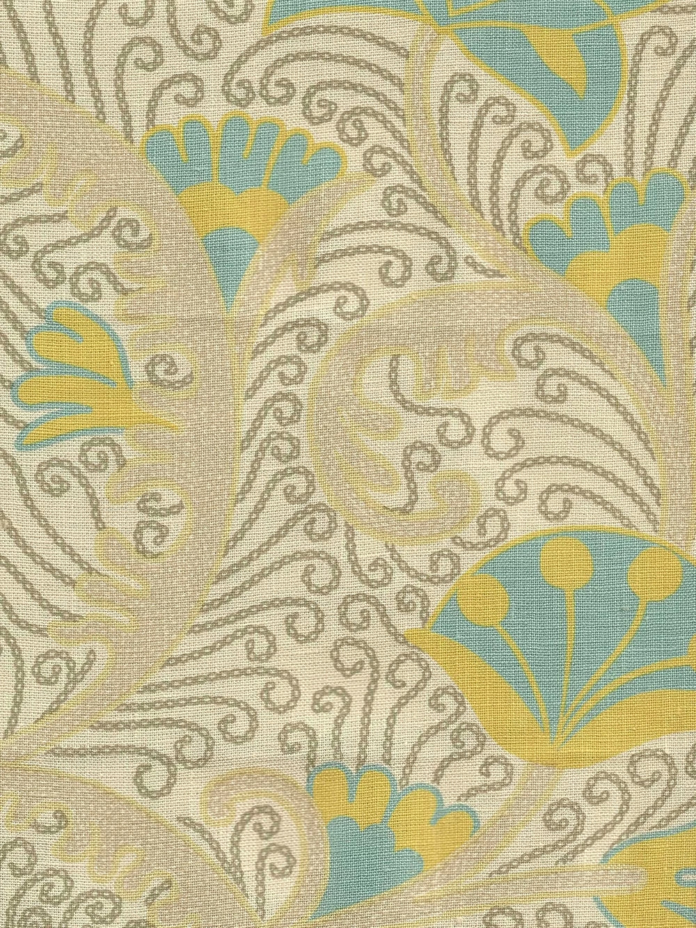 Contessa Multi Blue Yellow Taupe fabric by Home Couture