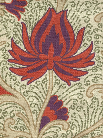 Contessa Multi Orange Eggplant Green fabric by Home Couture