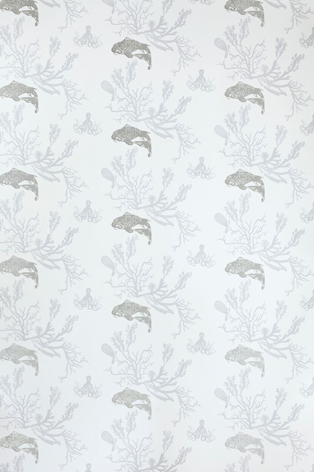 Coral Wallpaper by Barneby Gates Pale Grey/Silver