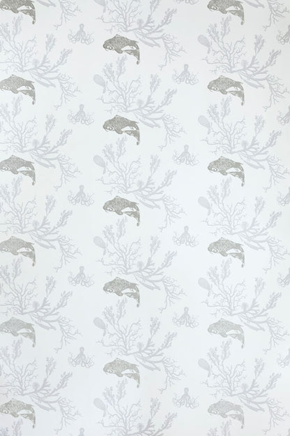 Coral Wallpaper by Barneby Gates Pale Grey/Silver
