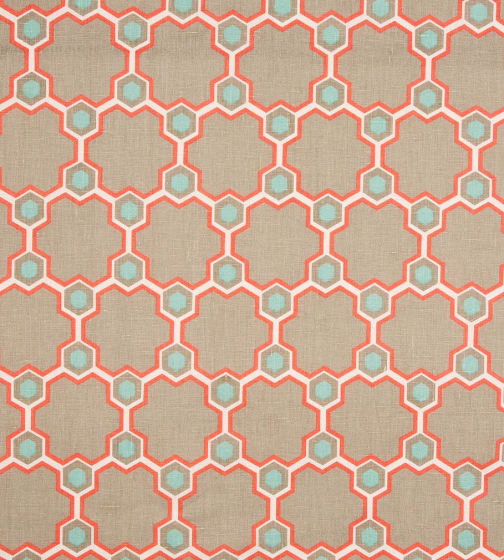 Cordoba Fabric by Vanderhurd Coral/Moonstone