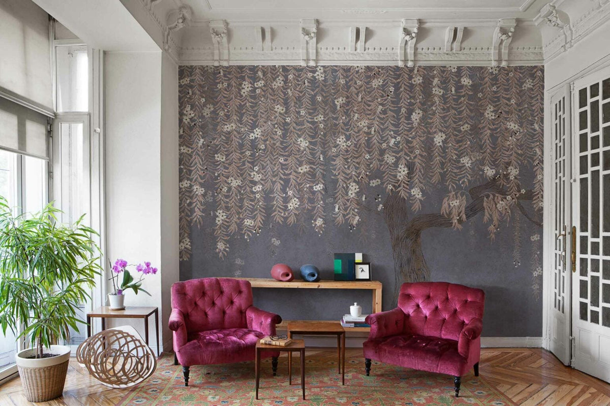 Core Cora mural by Coordonné in Winter, shown in a styled room