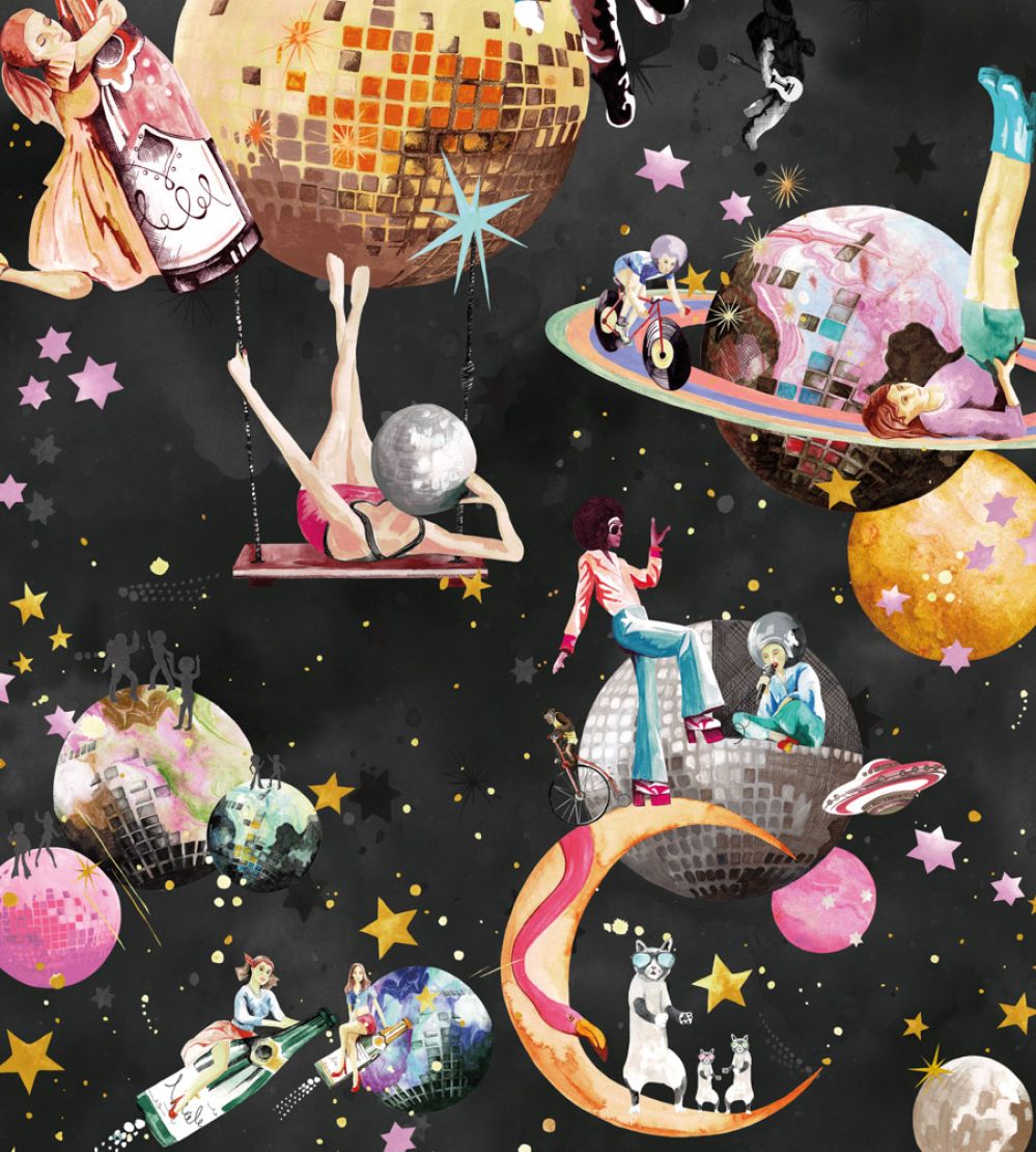 Cosmic Groove Wallpaper by Brand McKenzie Charcoal