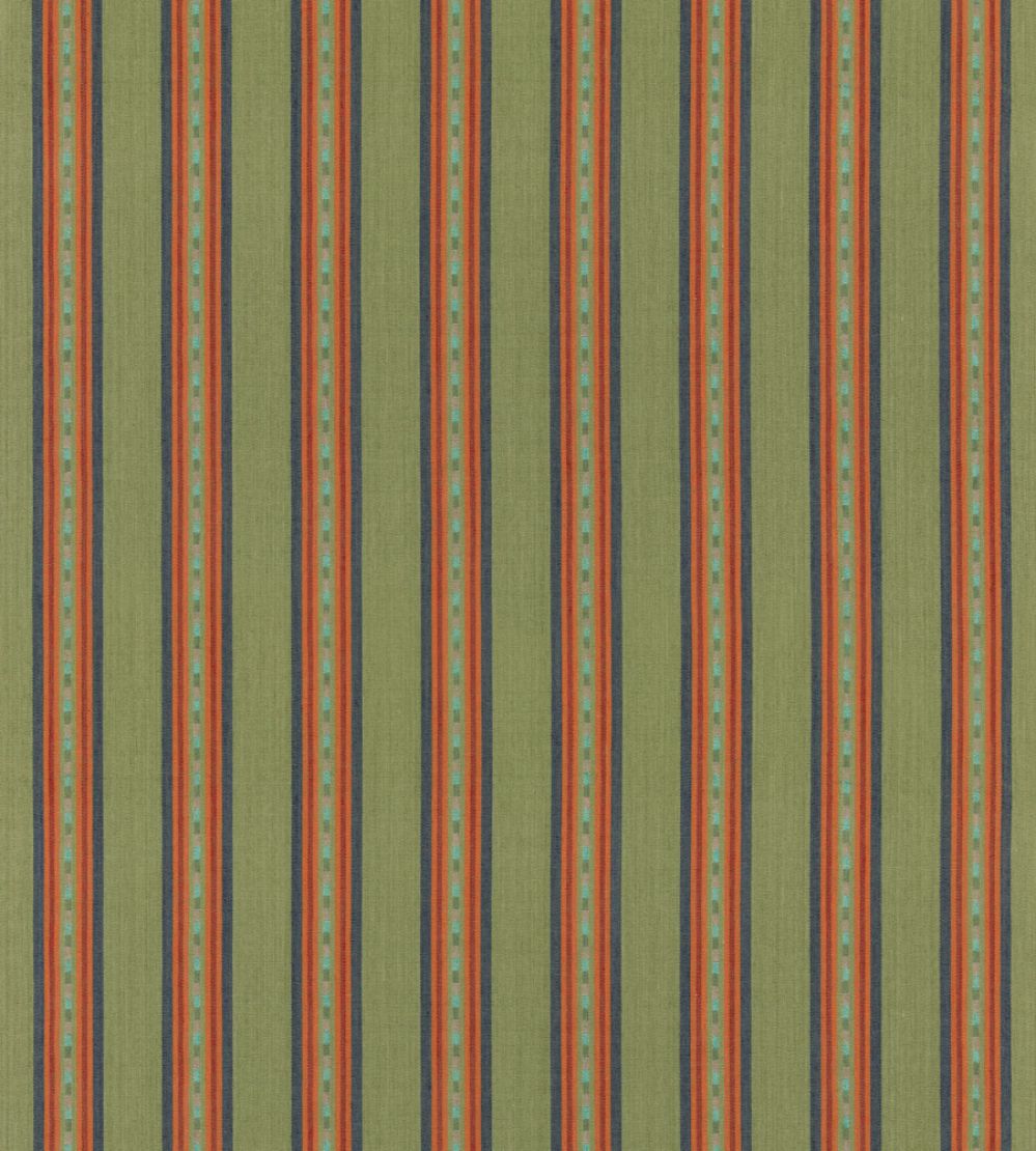 Country Stripe Fabric by Mulberry Home Emerald