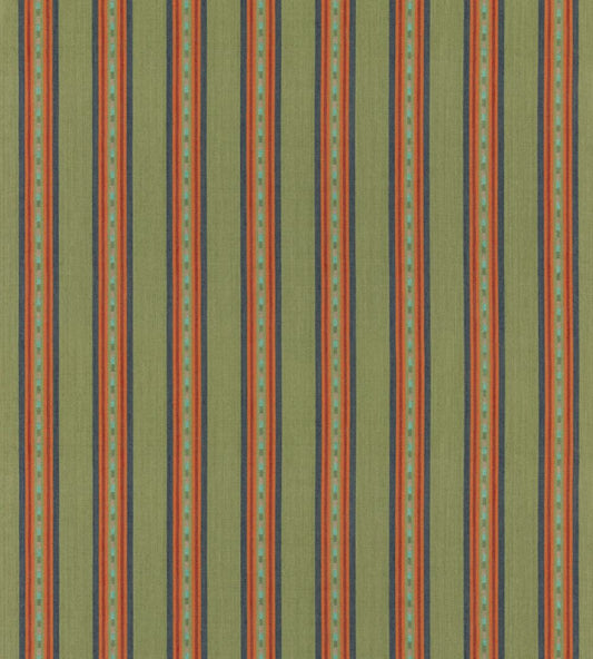 Country Stripe Fabric by Mulberry Home Emerald