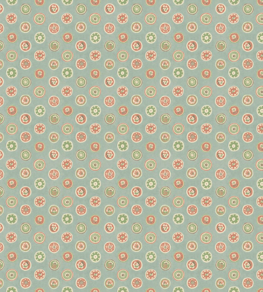 Court Buttons Wallpaper by GP & J Baker Aqua/Red