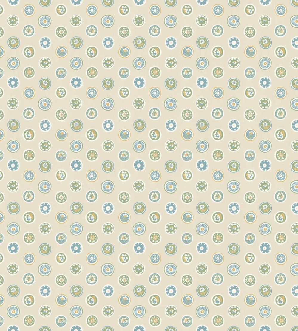 Court Buttons Wallpaper by GP & J Baker Blue/Green